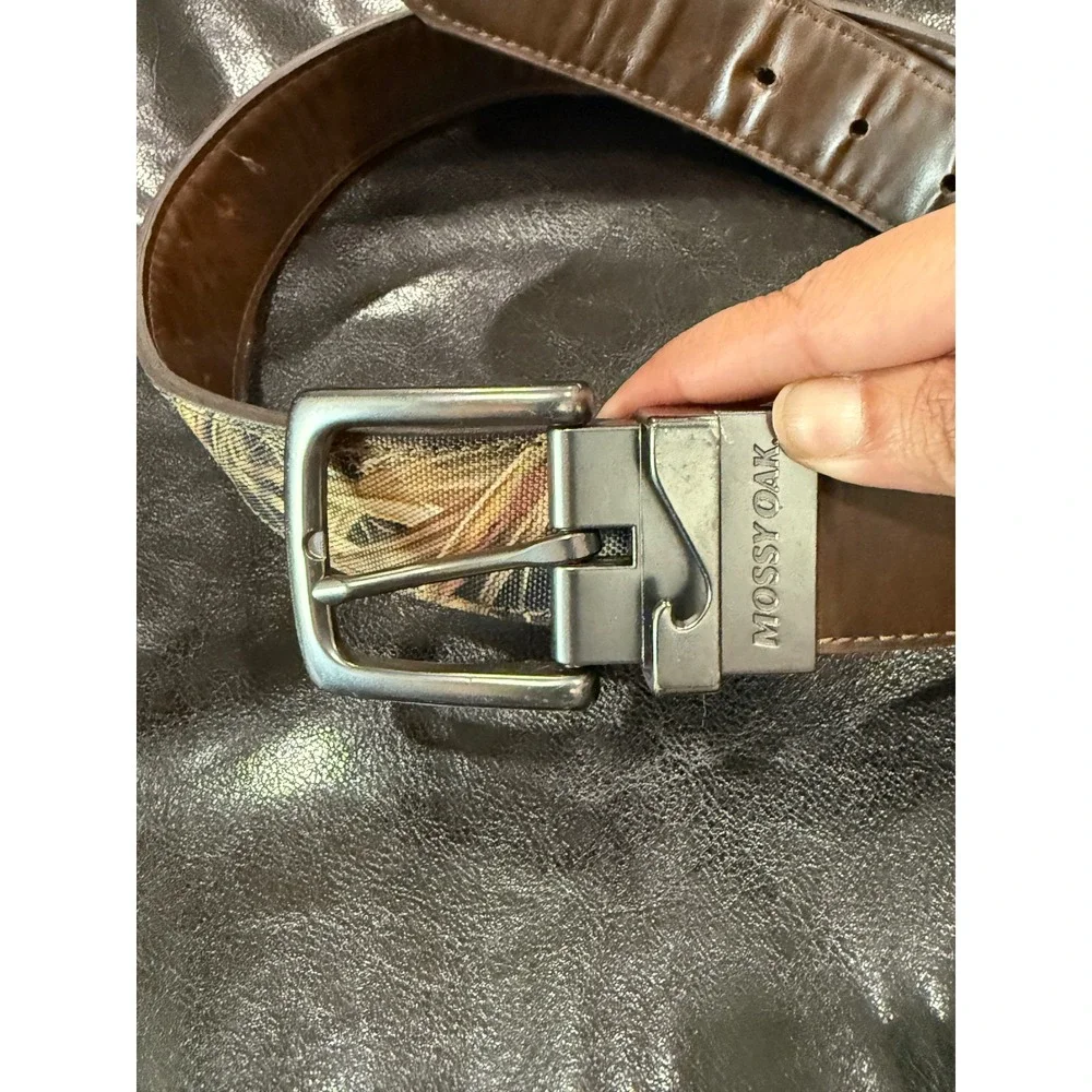 Mossy Oak Mens Reversible Camo Brown‎ Belt Gunmetal Buckle Size 30-32 85123W/981